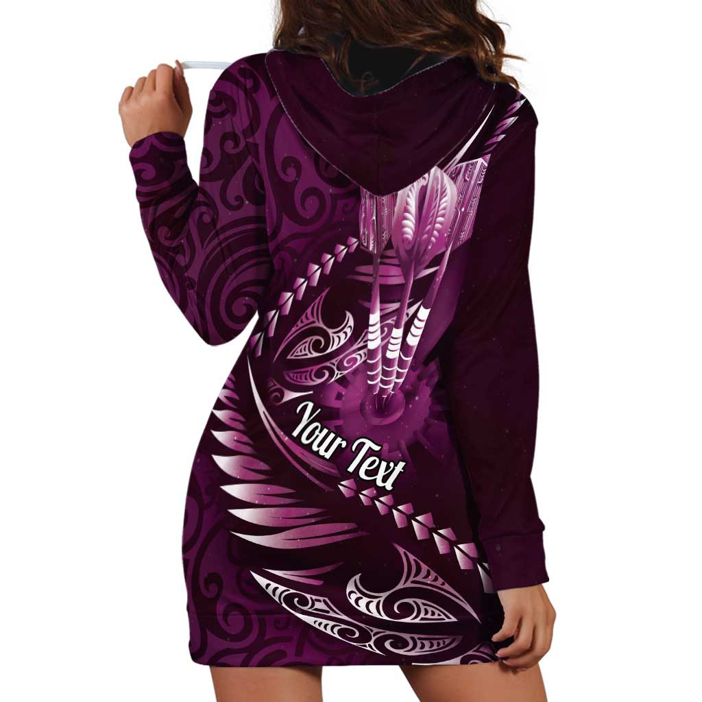 Personalised All Pink New Zealand Darts Hoodie Dress Aoteroa Fern Maori Galaxy Style