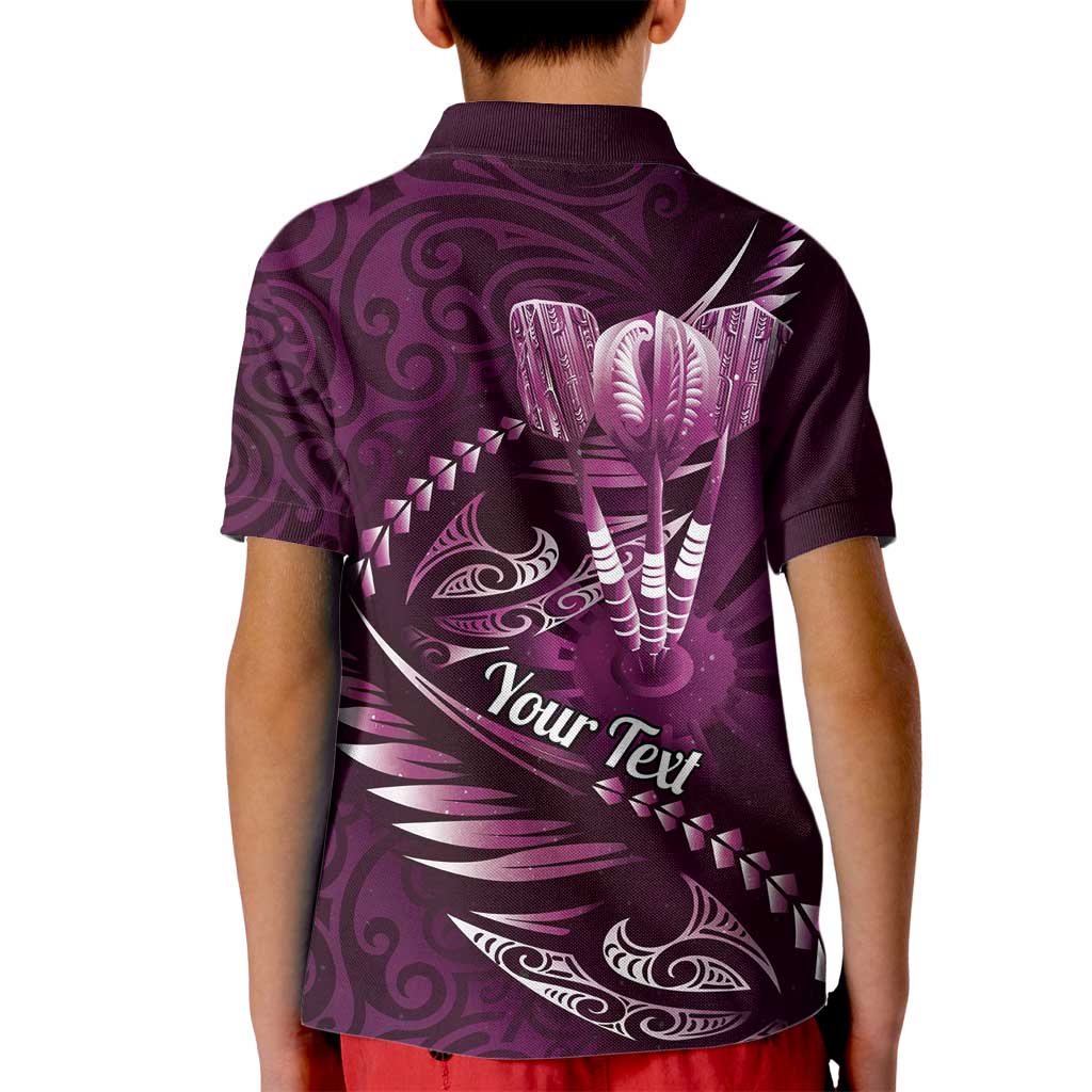 Personalised All Pink New Zealand Darts Kid Polo Shirt Aoteroa Fern Maori Galaxy Style