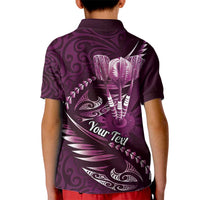 Personalised All Pink New Zealand Darts Kid Polo Shirt Aoteroa Fern Maori Galaxy Style