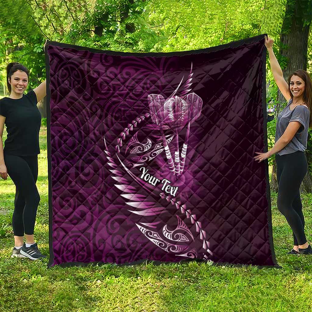 Personalised All Pink New Zealand Darts Quilt Aoteroa Fern Maori Galaxy Style