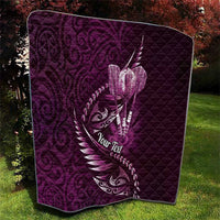 Personalised All Pink New Zealand Darts Quilt Aoteroa Fern Maori Galaxy Style