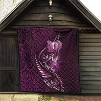Personalised All Pink New Zealand Darts Quilt Aoteroa Fern Maori Galaxy Style