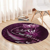 Personalised All Pink New Zealand Darts Round Carpet Aoteroa Fern Maori Galaxy Style