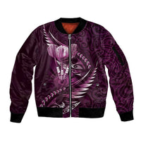 Personalised All Pink New Zealand Darts Sleeve Zip Bomber Jacket Aoteroa Fern Maori Galaxy Style
