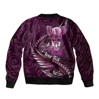 Personalised All Pink New Zealand Darts Sleeve Zip Bomber Jacket Aoteroa Fern Maori Galaxy Style