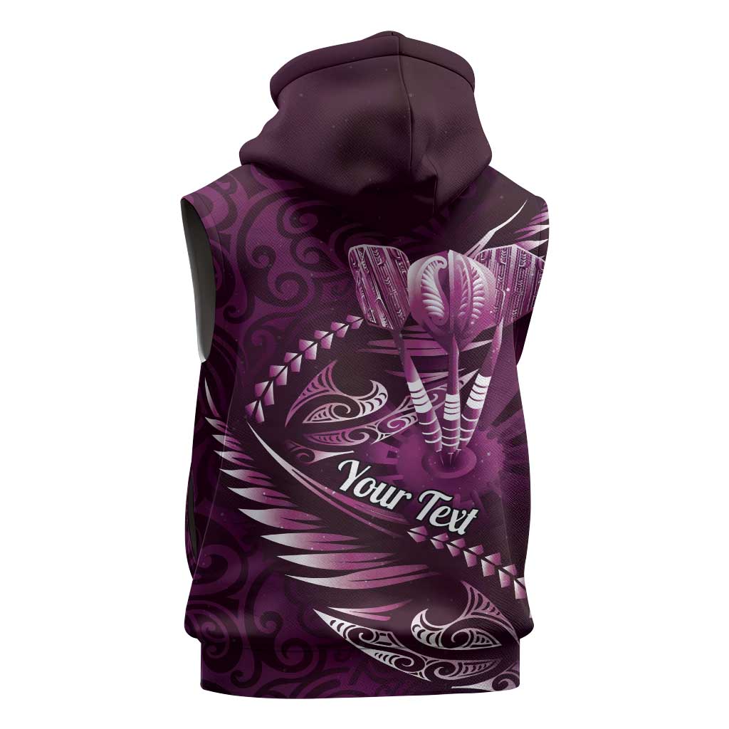 Personalised All Pink New Zealand Darts Sleeveless Hoodie Aoteroa Fern Maori Galaxy Style - Polynesian Pride