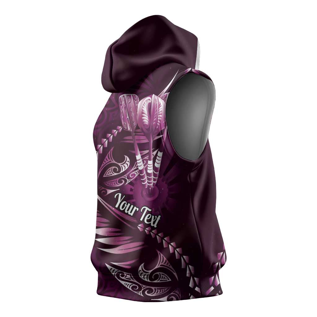 Personalised All Pink New Zealand Darts Sleeveless Hoodie Aoteroa Fern Maori Galaxy Style - Polynesian Pride