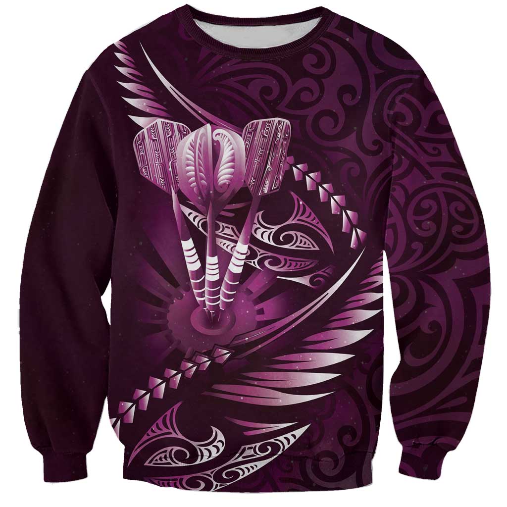 Personalised All Pink New Zealand Darts Sweatshirt Aoteroa Fern Maori Galaxy Style