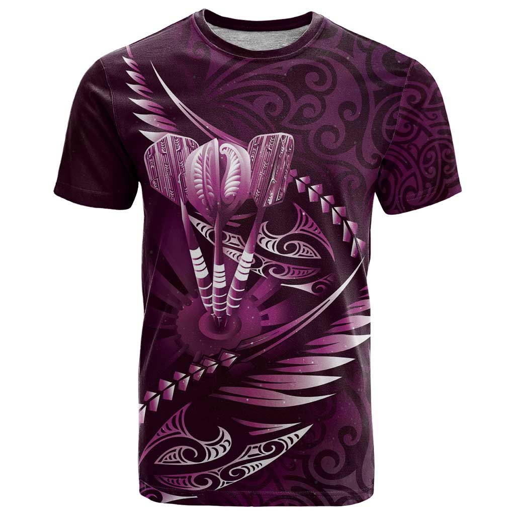Personalised All Pink New Zealand Darts T Shirt Aoteroa Fern Maori Galaxy Style