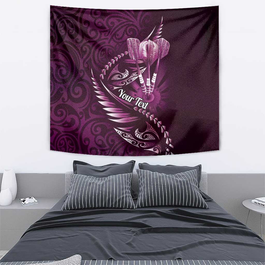 Personalised All Pink New Zealand Darts Tapestry Aoteroa Fern Maori Galaxy Style