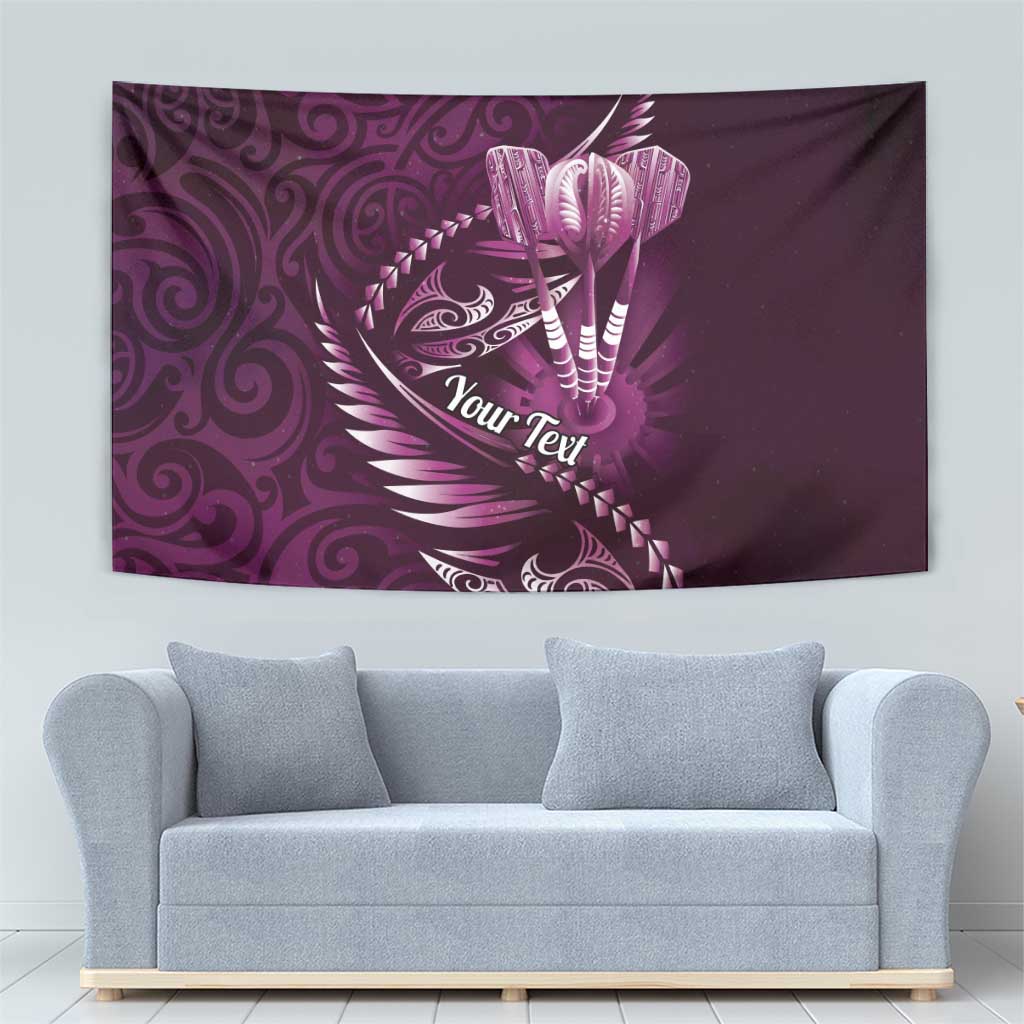 Personalised All Pink New Zealand Darts Tapestry Aoteroa Fern Maori Galaxy Style
