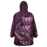 Personalised All Pink New Zealand Darts Wearable Blanket Hoodie Aoteroa Fern Maori Galaxy Style
