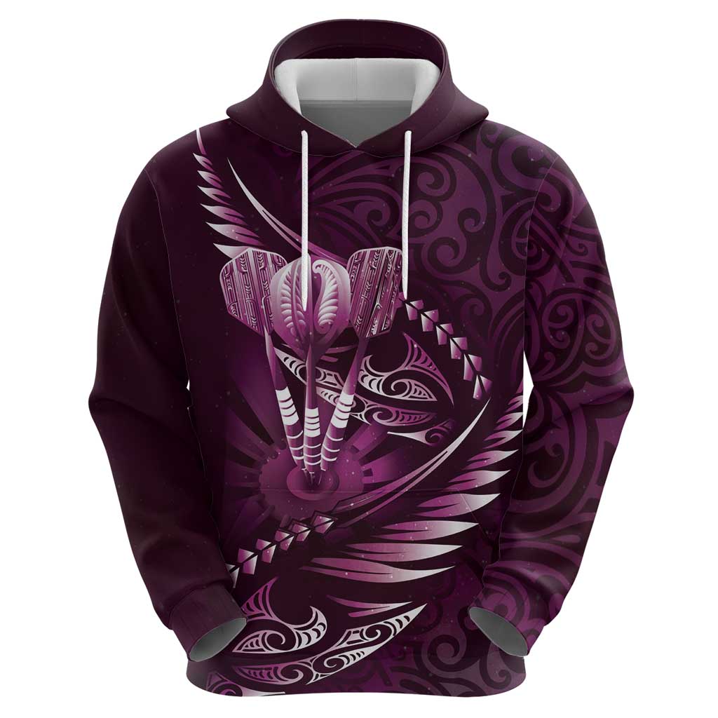 Personalised All Pink New Zealand Darts Zip Hoodie Aoteroa Fern Maori Galaxy Style