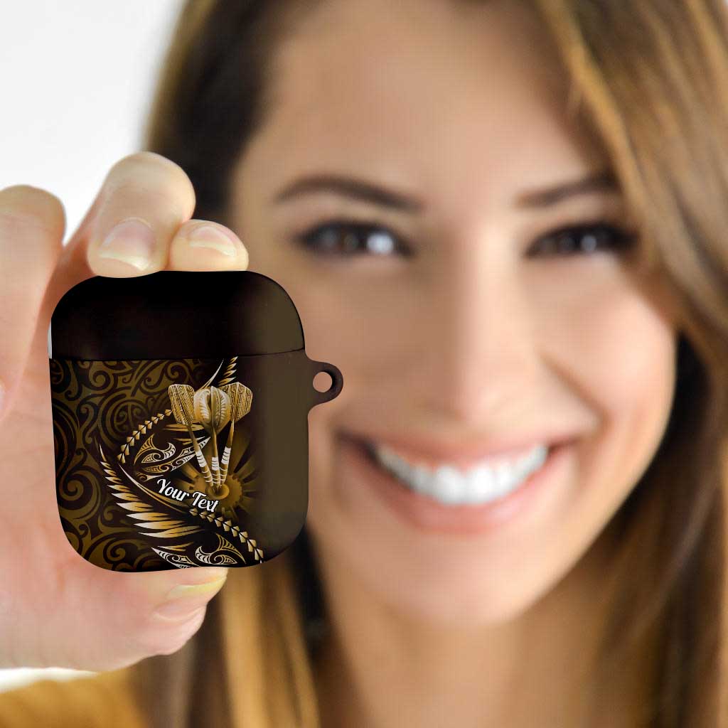 Personalised All Gold New Zealand Darts AirPods Case Aoteroa Fern Maori Galaxy Style - Polynesian Pride