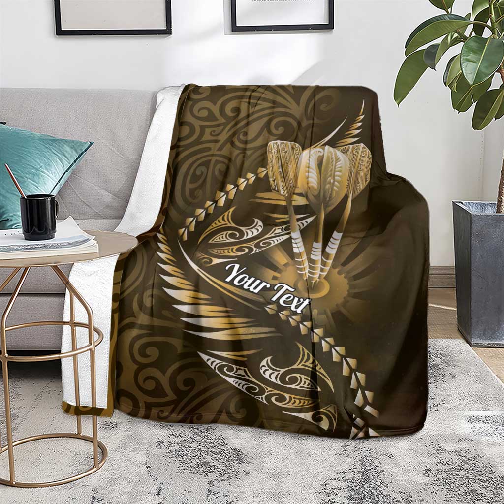 Personalised All Gold New Zealand Darts Blanket Aoteroa Fern Maori Galaxy Style
