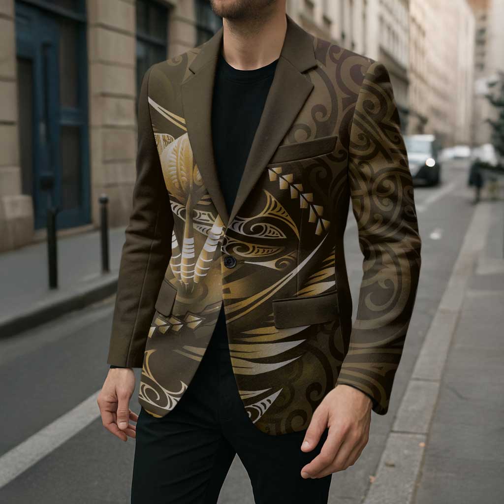 Personalised All Gold New Zealand Darts Blazer Aoteroa Fern Maori Galaxy Style - Polynesian Pride