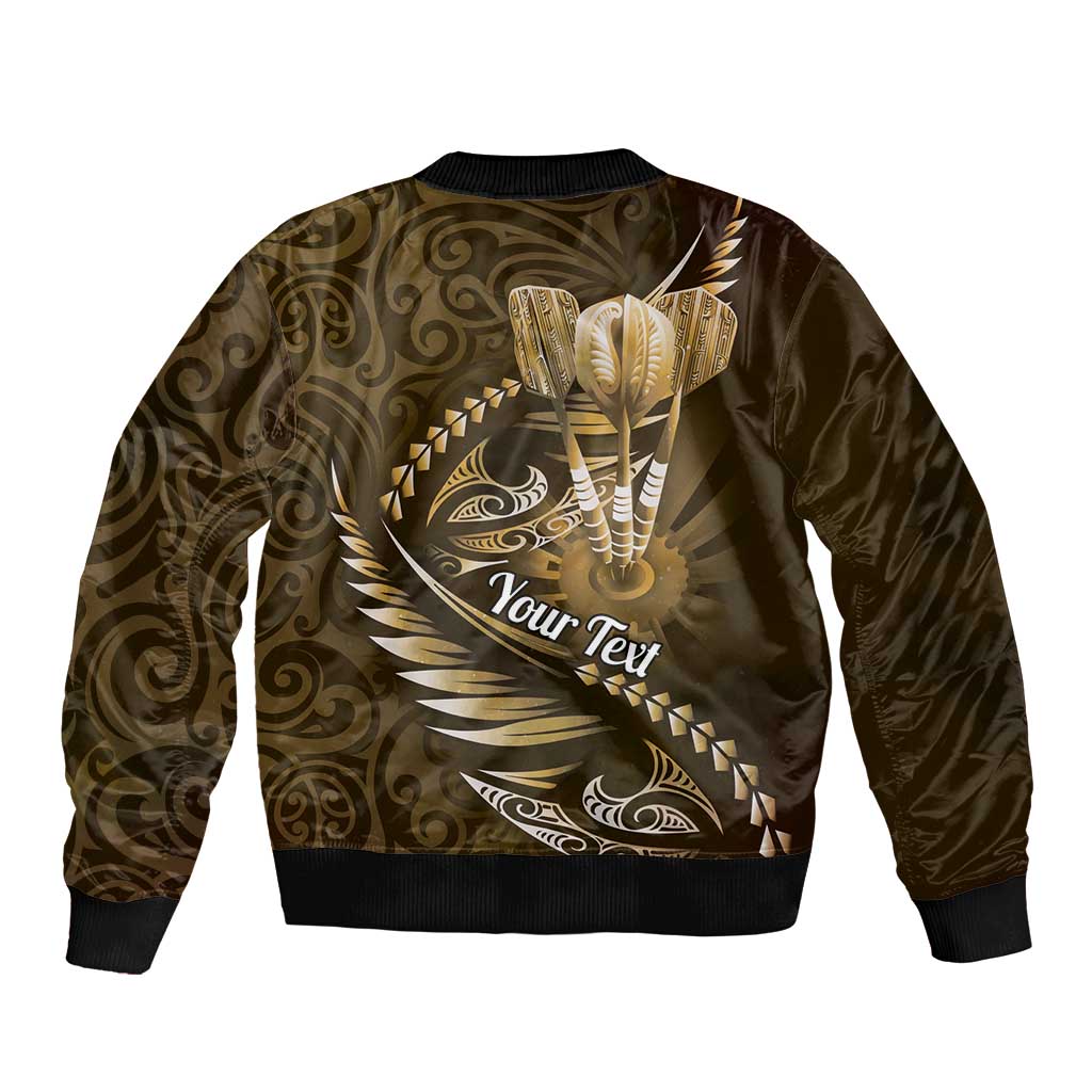 Personalised All Gold New Zealand Darts Bomber Jacket Aoteroa Fern Maori Galaxy Style