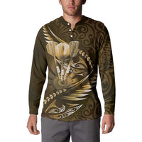 Personalised All Gold New Zealand Darts Button Sweatshirt Aoteroa Fern Maori Galaxy Style