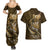 Personalised All Gold New Zealand Darts Couples Matching Summer Maxi Dress and Hawaiian Shirt Aoteroa Fern Maori Galaxy Style