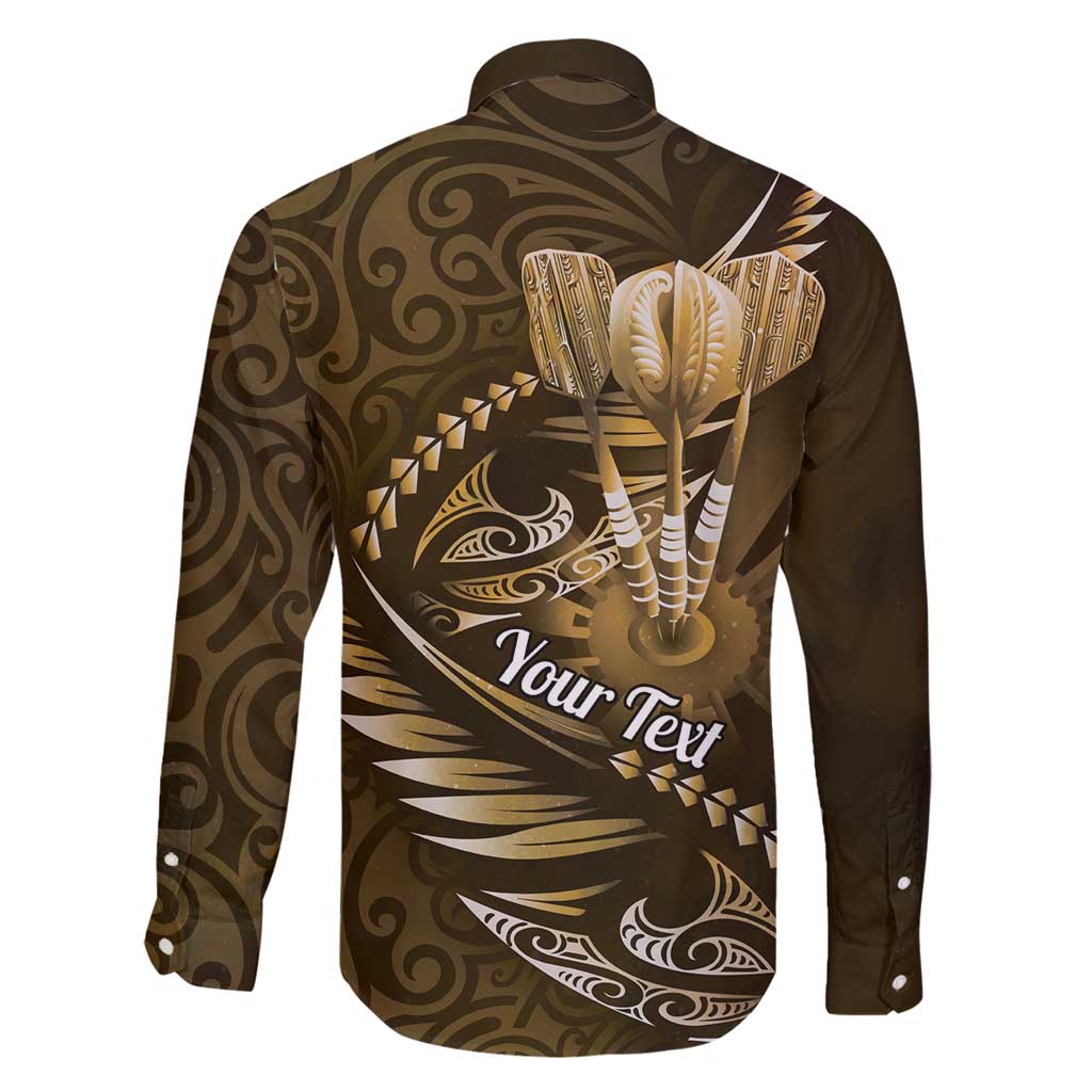 Personalised All Gold New Zealand Darts Family Matching Long Sleeve Bodycon Dress and Hawaiian Shirt Aoteroa Fern Maori Galaxy Style