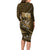 Personalised All Gold New Zealand Darts Family Matching Long Sleeve Bodycon Dress and Hawaiian Shirt Aoteroa Fern Maori Galaxy Style