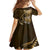 Personalised All Gold New Zealand Darts Family Matching Off The Shoulder Long Sleeve Dress and Hawaiian Shirt Aoteroa Fern Maori Galaxy Style
