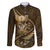 Personalised All Gold New Zealand Darts Family Matching Off The Shoulder Long Sleeve Dress and Hawaiian Shirt Aoteroa Fern Maori Galaxy Style