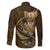 Personalised All Gold New Zealand Darts Family Matching Off The Shoulder Long Sleeve Dress and Hawaiian Shirt Aoteroa Fern Maori Galaxy Style