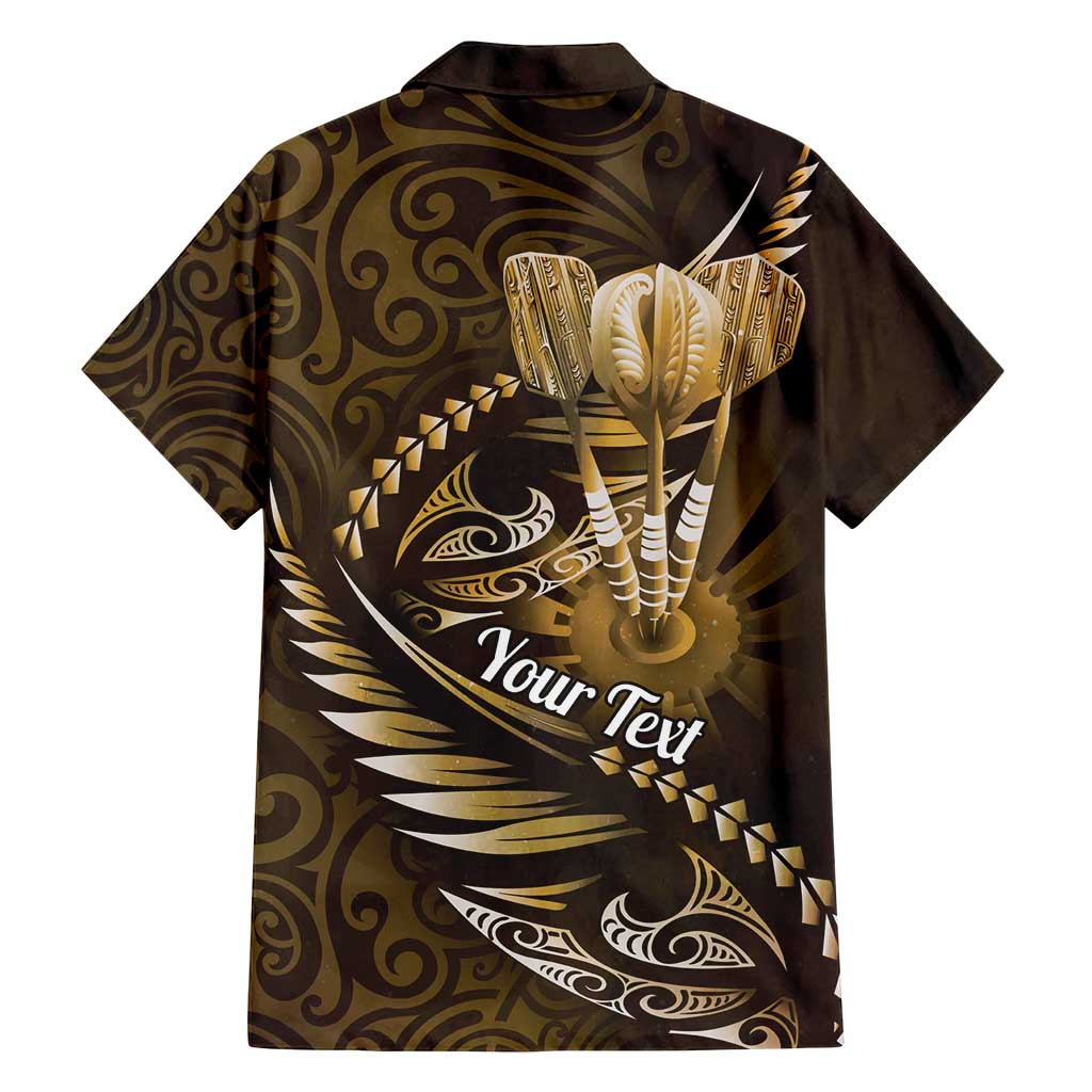 Personalised All Gold New Zealand Darts Family Matching Off Shoulder Maxi Dress and Hawaiian Shirt Aoteroa Fern Maori Galaxy Style