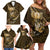 Personalised All Gold New Zealand Darts Family Matching Off Shoulder Short Dress and Hawaiian Shirt Aoteroa Fern Maori Galaxy Style