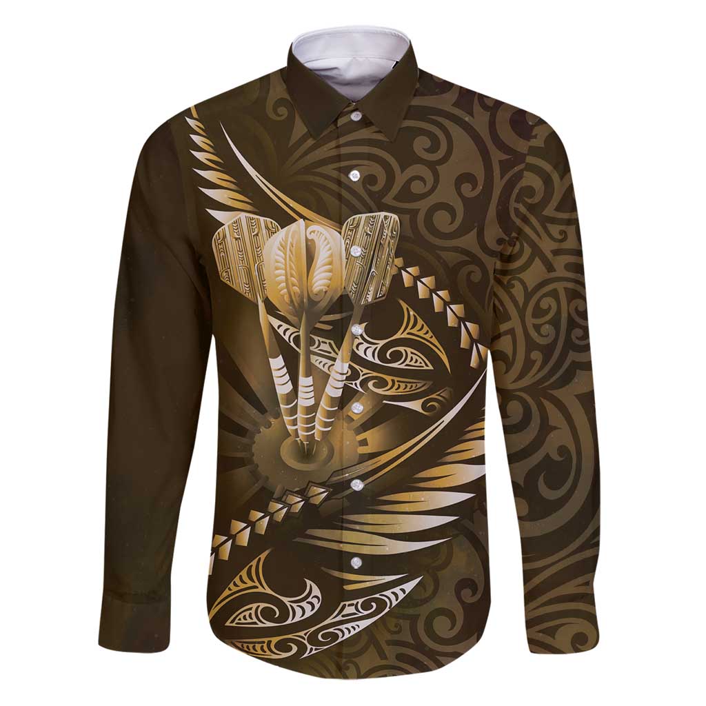 Personalised All Gold New Zealand Darts Family Matching Puletasi and Hawaiian Shirt Aoteroa Fern Maori Galaxy Style