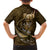 Personalised All Gold New Zealand Darts Family Matching Short Sleeve Bodycon Dress and Hawaiian Shirt Aoteroa Fern Maori Galaxy Style