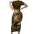 Personalised All Gold New Zealand Darts Family Matching Short Sleeve Bodycon Dress and Hawaiian Shirt Aoteroa Fern Maori Galaxy Style