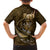 Personalised All Gold New Zealand Darts Family Matching Summer Maxi Dress and Hawaiian Shirt Aoteroa Fern Maori Galaxy Style