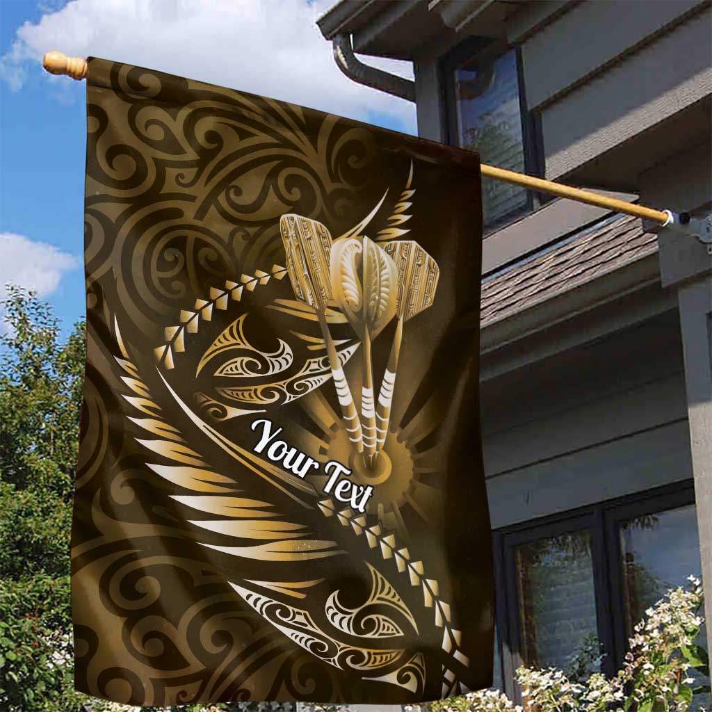 Personalised All Gold New Zealand Darts Garden Flag Aoteroa Fern Maori Galaxy Style