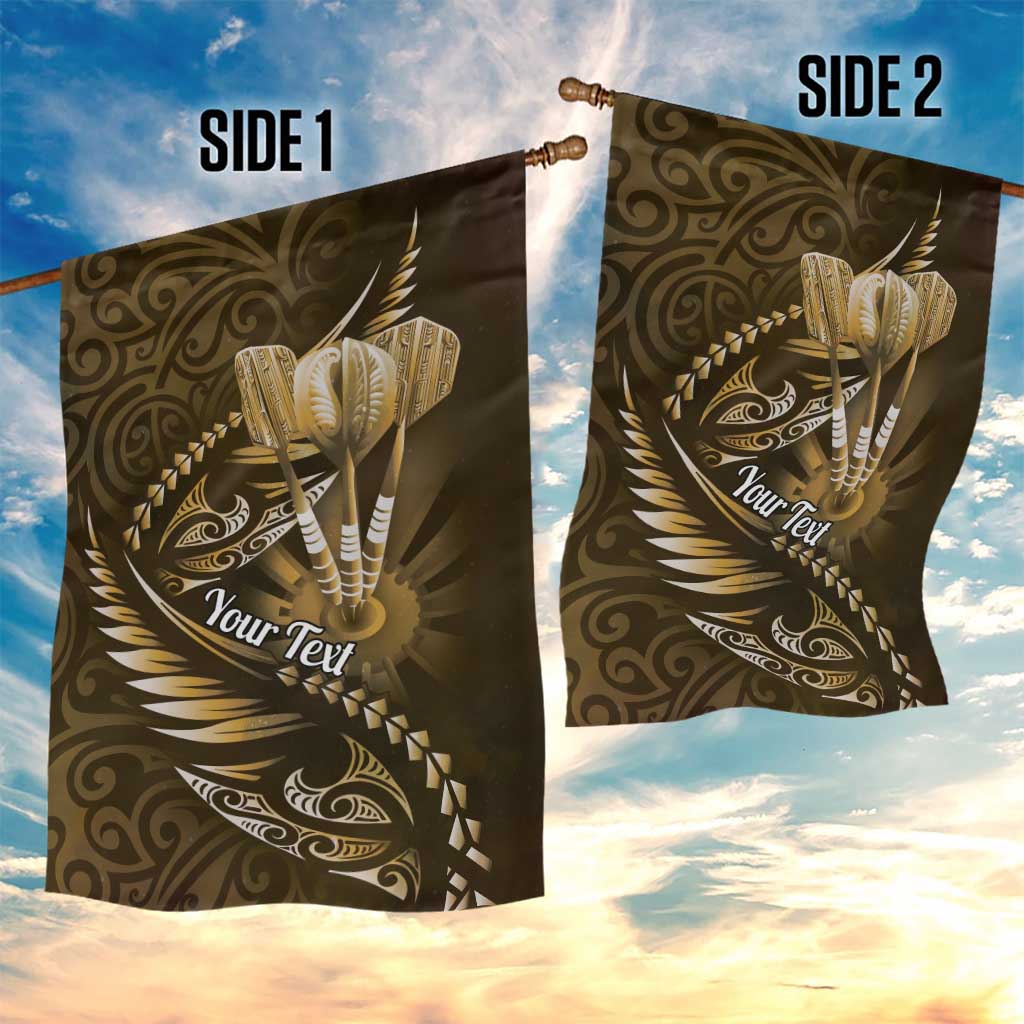 Personalised All Gold New Zealand Darts Garden Flag Aoteroa Fern Maori Galaxy Style