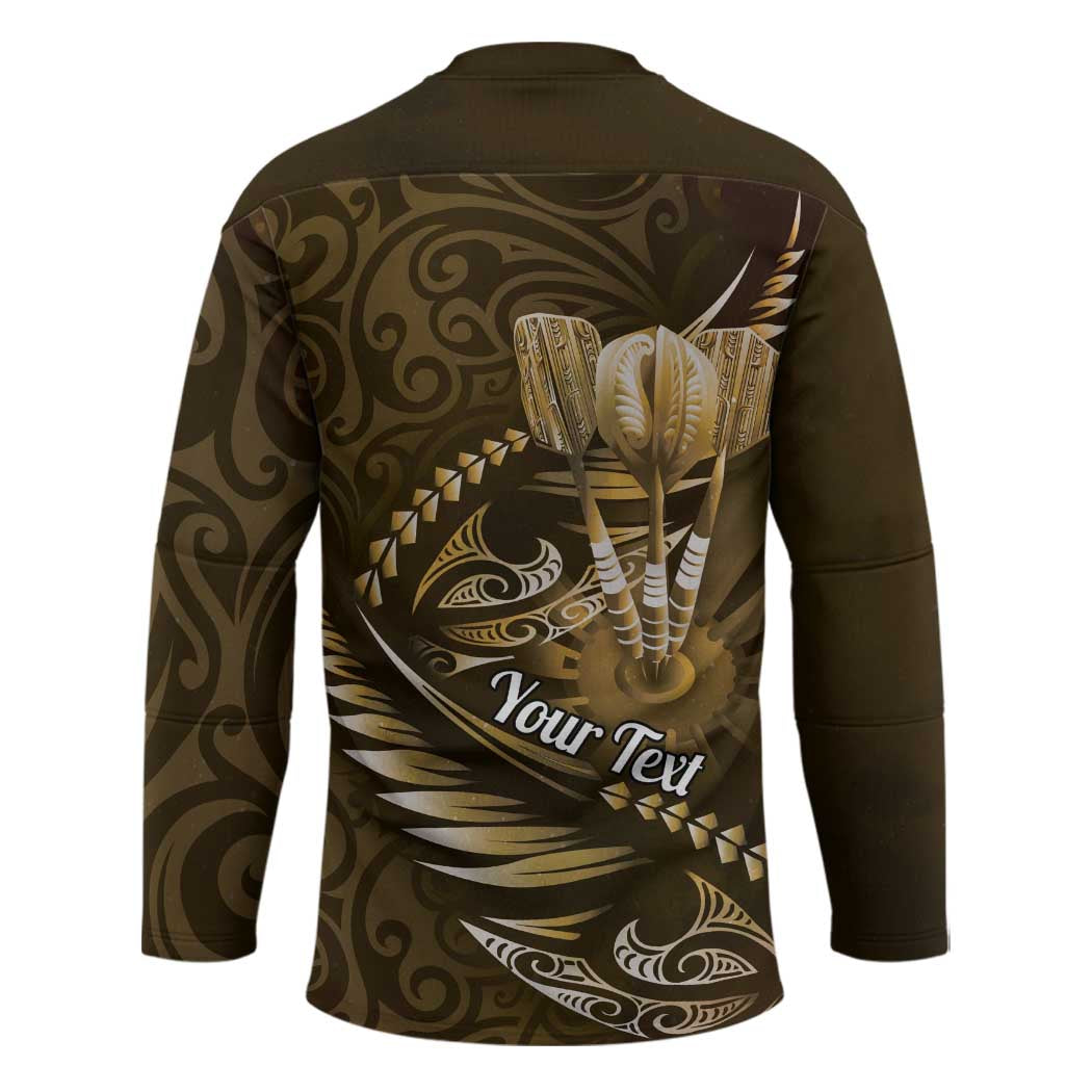 Personalised All Gold New Zealand Darts Hockey Jersey Aoteroa Fern Maori Galaxy Style - Polynesian Pride