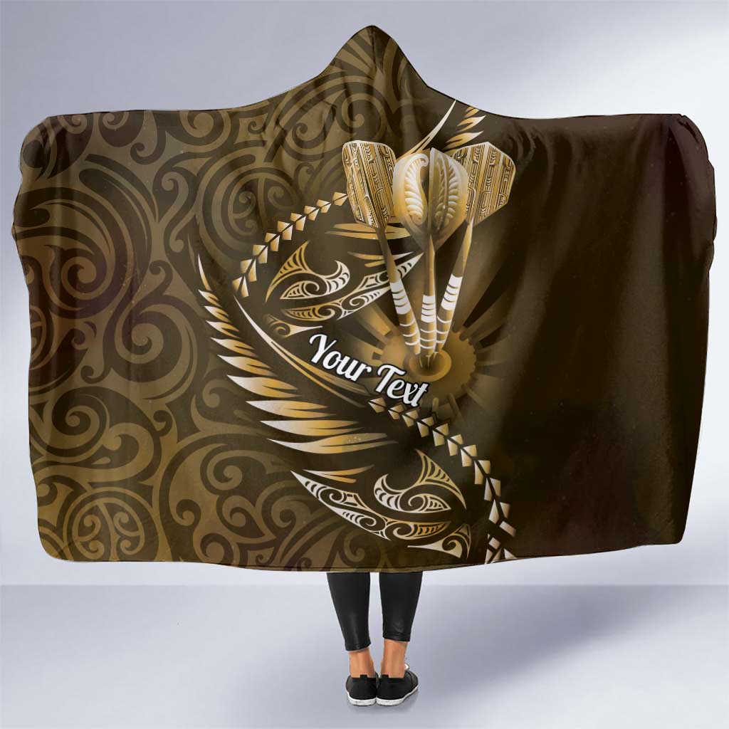 Personalised All Gold New Zealand Darts Hooded Blanket Aoteroa Fern Maori Galaxy Style