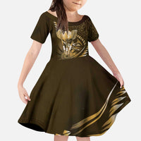 Personalised All Gold New Zealand Darts Kid Short Sleeve Dress Aoteroa Fern Maori Galaxy Style