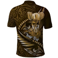 Personalised All Gold New Zealand Darts Polo Shirt Aoteroa Fern Maori Galaxy Style