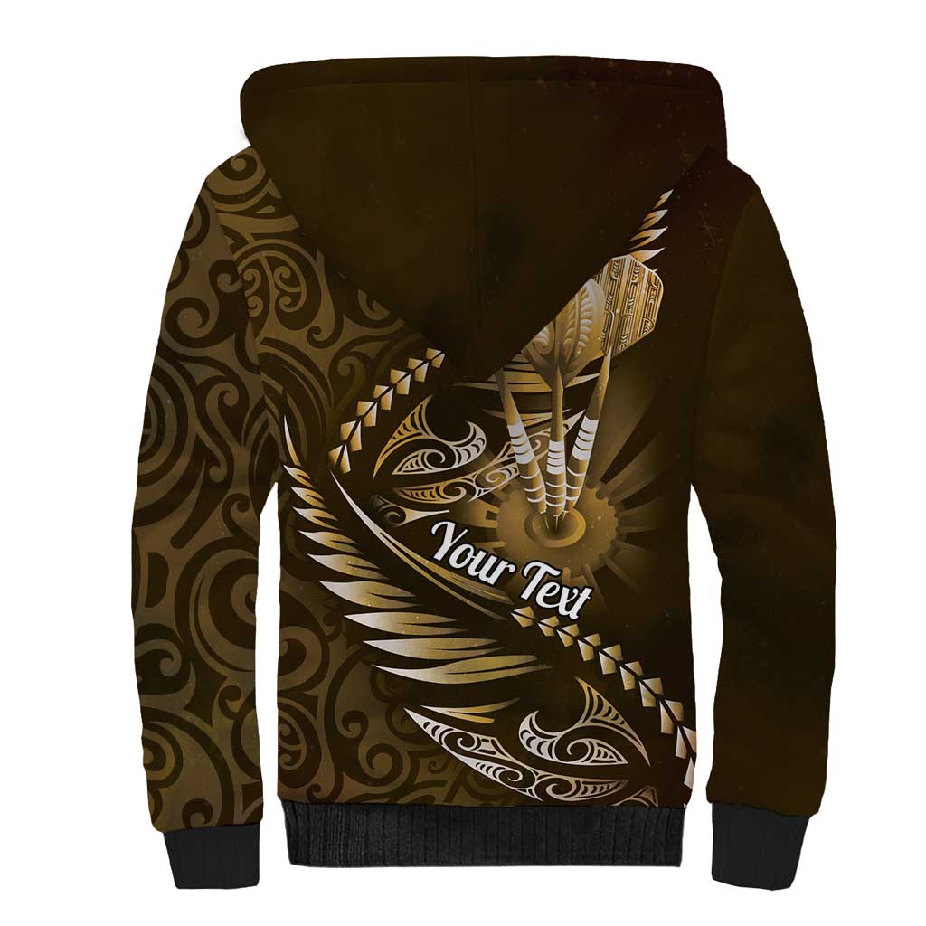 Personalised All Gold New Zealand Darts Sherpa Hoodie Aoteroa Fern Maori Galaxy Style
