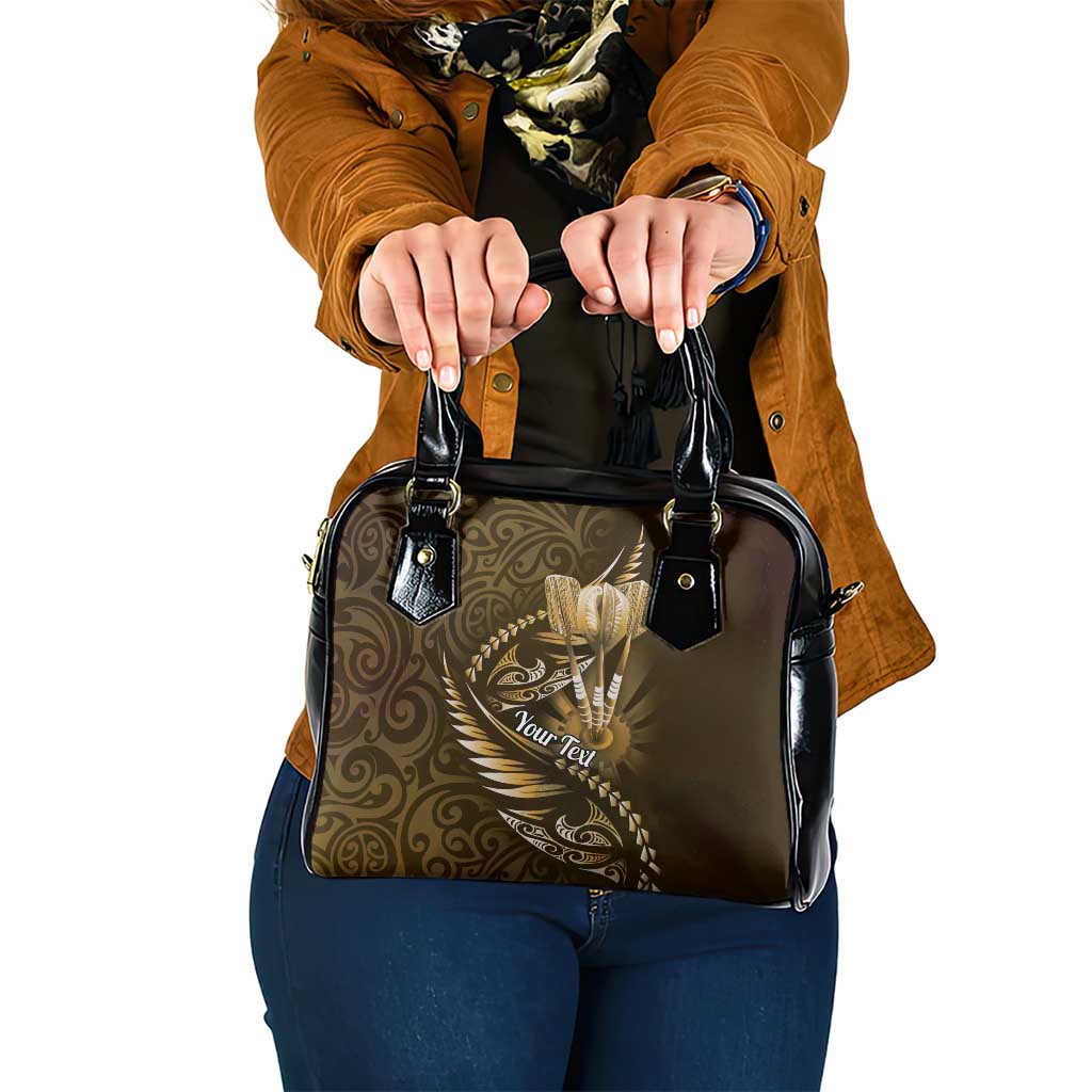 Personalised All Gold New Zealand Darts Shoulder Handbag Aoteroa Fern Maori Galaxy Style