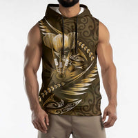Personalised All Gold New Zealand Darts Sleeveless Hoodie Aoteroa Fern Maori Galaxy Style - Polynesian Pride