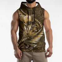 Personalised All Gold New Zealand Darts Sleeveless Zip Hoodie Aoteroa Fern Maori Galaxy Style - Polynesian Pride
