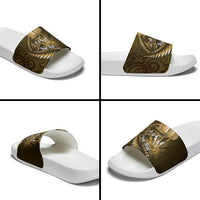 Personalised All Gold New Zealand Darts Slide Sandals Aoteroa Fern Maori Galaxy Style - Polynesian Pride