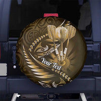 Personalised All Gold New Zealand Darts Spare Tire Cover Aoteroa Fern Maori Galaxy Style