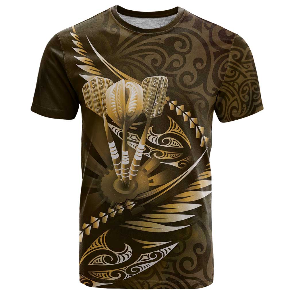 Personalised All Gold New Zealand Darts T Shirt Aoteroa Fern Maori Galaxy Style