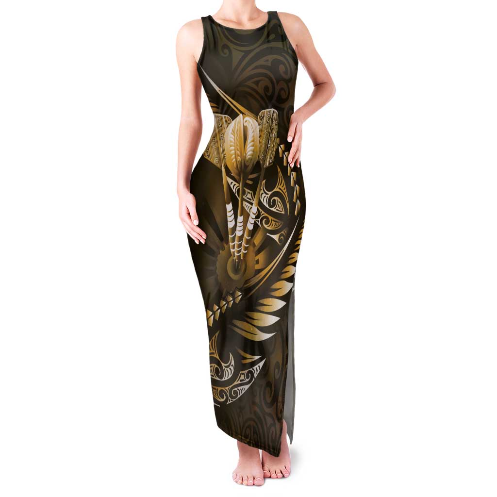 Personalised All Gold New Zealand Darts Tank Maxi Dress Aoteroa Fern Maori Galaxy Style