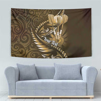 Personalised All Gold New Zealand Darts Tapestry Aoteroa Fern Maori Galaxy Style