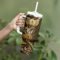 All Gold New Zealand Darts Tumbler With Handle Aoteroa Fern Maori Galaxy Style